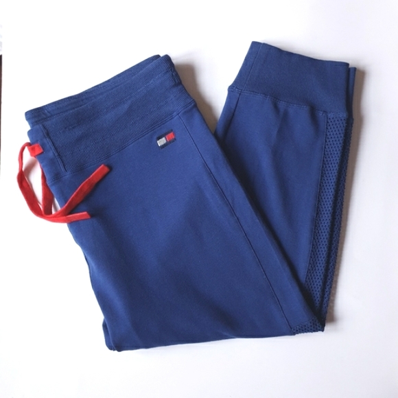 Tommy Hilfiger Sport Royal Blue Capri Joggers w/ Drawstring & Mesh Sides Sz M - Picture 7 of 15